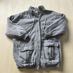 Vintage Windsor Bay Jacket Womens 16W Gray Fleece Lined Button Front Casual